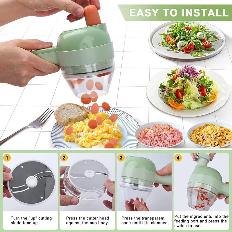 Portable Multifuction Electric Vegetable Chopper Rechargeable Handheld Cordless Food Processor for Meat Garlic Pepper Onion