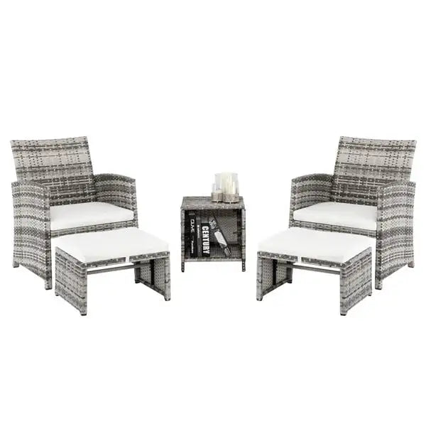 5pcs 2 Chairs 2 Footstools 1 Coffee Table Combination Sofa Gray Gradient