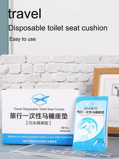 50-Pack Individually Wrapped Disposable Waterproof Toilet Seat Covers, Non-Slip Travel Protectors