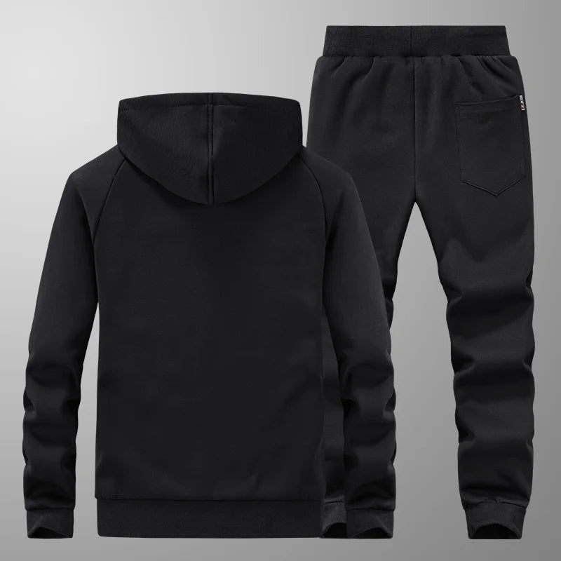 Men'S Sportswear New Winter Sportsuit Pants Thermal Hoodies Men'S 2 Pieces Set Warm Sport Suit Fleece Tracksuit Windproof Gym