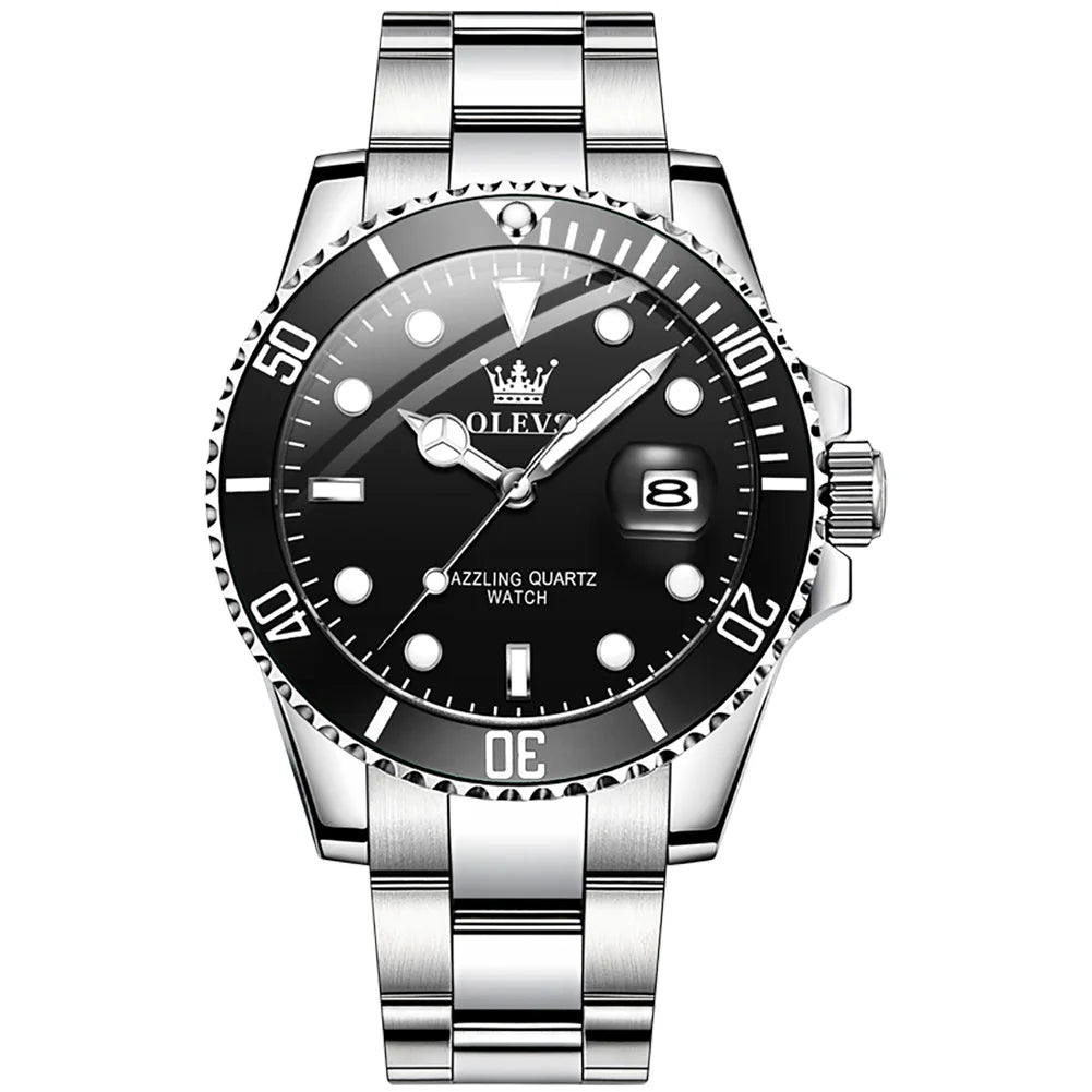 Top Brand Men Watch Green Luxury Fashion Waterproof Quartz Sports Stainless Steel Watches for Men Wristwatch Reloj Hombre + Box