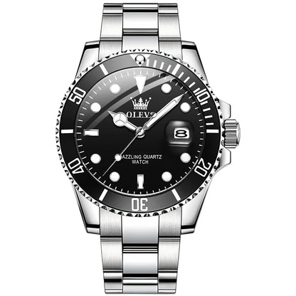 Top Brand Men Watch Green Luxury Fashion Waterproof Quartz Sports Stainless Steel Watches for Men Wristwatch Reloj Hombre + Box