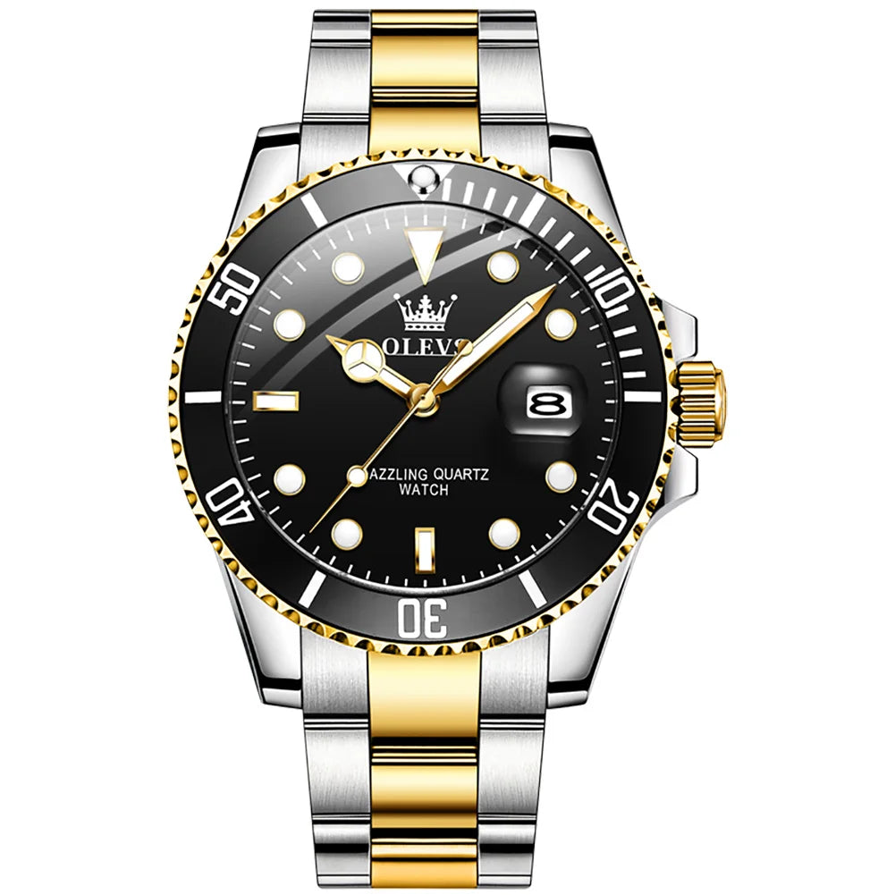 Top Brand Men Watch Green Luxury Fashion Waterproof Quartz Sports Stainless Steel Watches for Men Wristwatch Reloj Hombre + Box