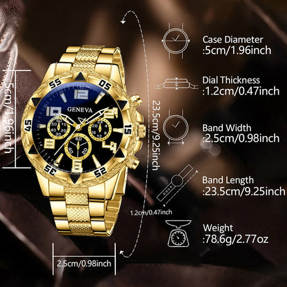 4PCS Men's Watch Set Business Trend Luxury Digital Scale Dial Quartz Watch Set Suitable for Daily Clothing Matching Perfect Gift