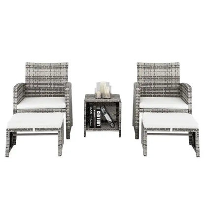 5pcs 2 Chairs 2 Footstools 1 Coffee Table Combination Sofa Gray Gradient