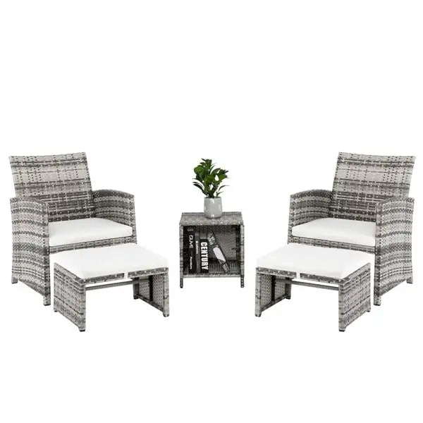 5pcs 2 Chairs 2 Footstools 1 Coffee Table Combination Sofa Gray Gradient