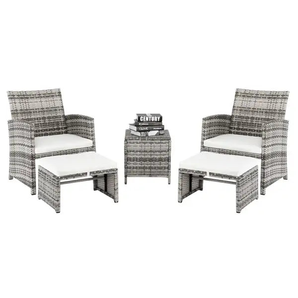 5pcs 2 Chairs 2 Footstools 1 Coffee Table Combination Sofa Gray Gradient