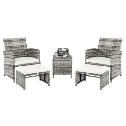5pcs 2 Chairs 2 Footstools 1 Coffee Table Combination Sofa Gray Gradient