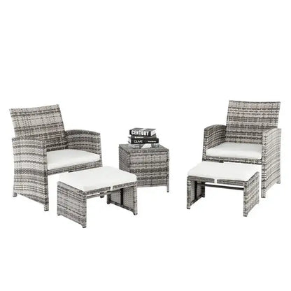5pcs 2 Chairs 2 Footstools 1 Coffee Table Combination Sofa Gray Gradient