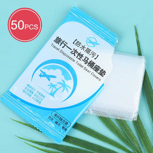 50-Pack Individually Wrapped Disposable Waterproof Toilet Seat Covers, Non-Slip Travel Protectors