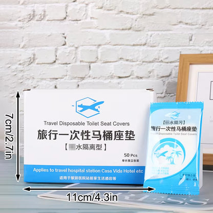 50-Pack Individually Wrapped Disposable Waterproof Toilet Seat Covers, Non-Slip Travel Protectors